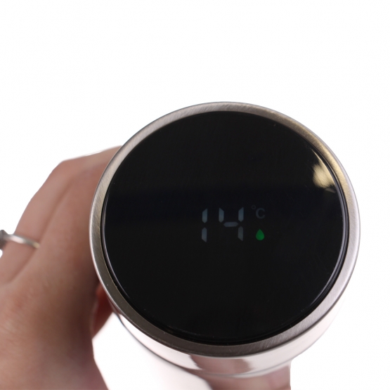 Rozsdamentes acél termosz LED kijelzővel, ezüst