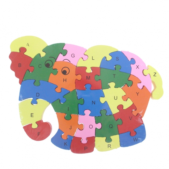 Oktató fa puzzle elefánt, var.1