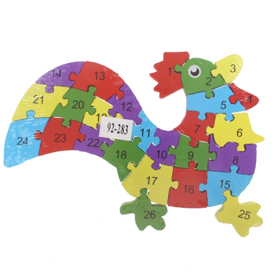 Oktató fa puzzle kakas var.2
