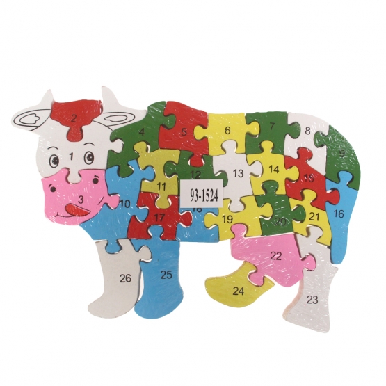 Oktató fa puzzle tehén var.2