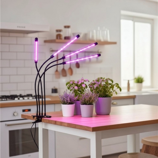 Négykaros LED növénytermesztő lámpa szobanövényekhez