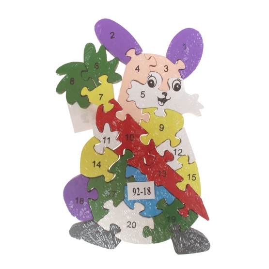 Oktató fa puzzle nyuszi sárgarépával