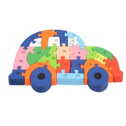 Oktató fa puzzle autó