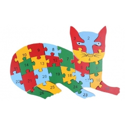 Oktató fa puzzle macska